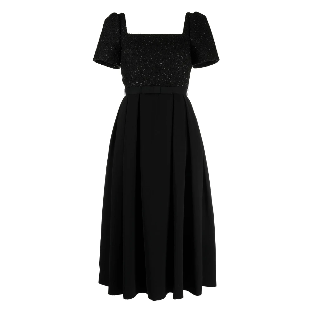 Self Portrait Elegante Zwarte Boucle Midi Jurk Black Dames