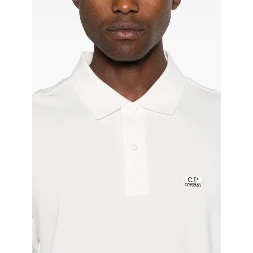 C.P. Company Witte Polo Shirt met Logopatch White Heren
