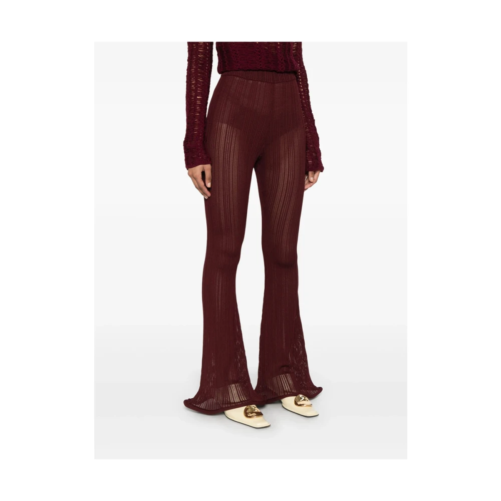 Séfr Bordeauxrode Wijde Pijp Elastische Taille Broek Red Dames