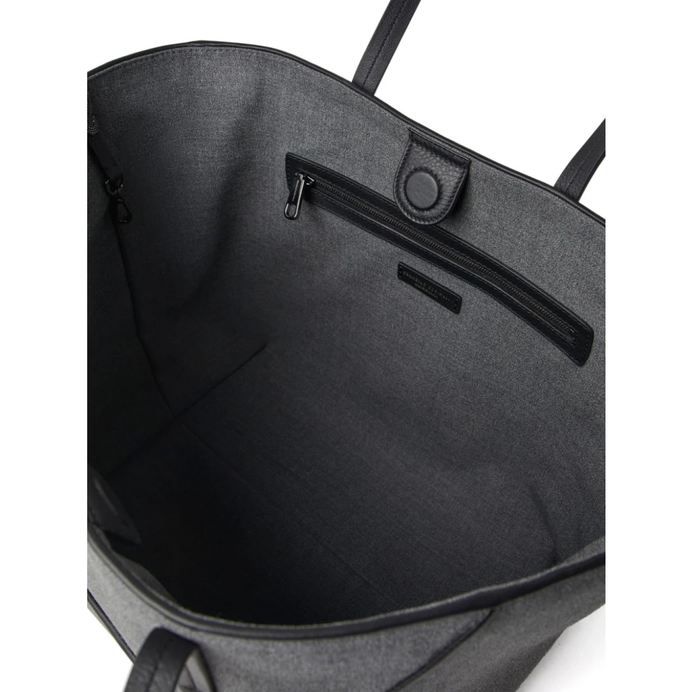 BRUNELLO CUCINELLI Grijze Wol Panelled Tote Tas Gray Dames