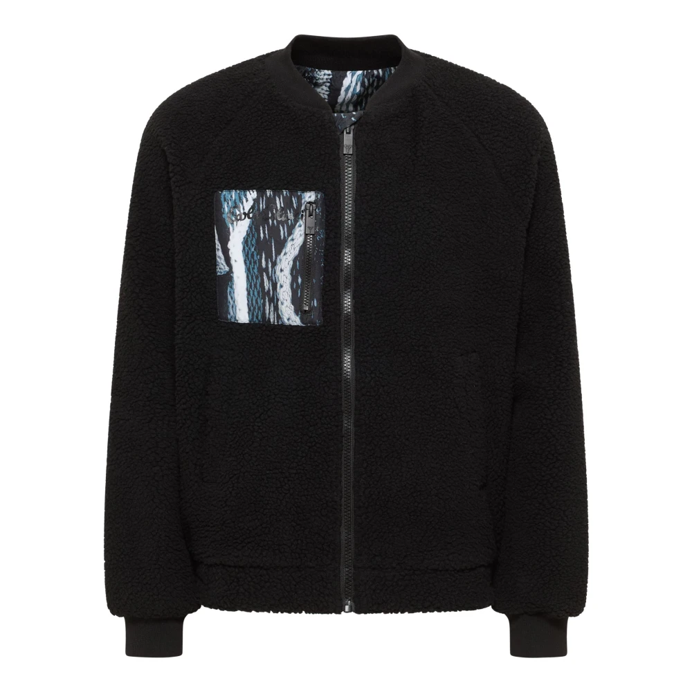 Carlo Colucci Black Bomber Jackets, Male, 2XL, Reversible Teddy Jacket