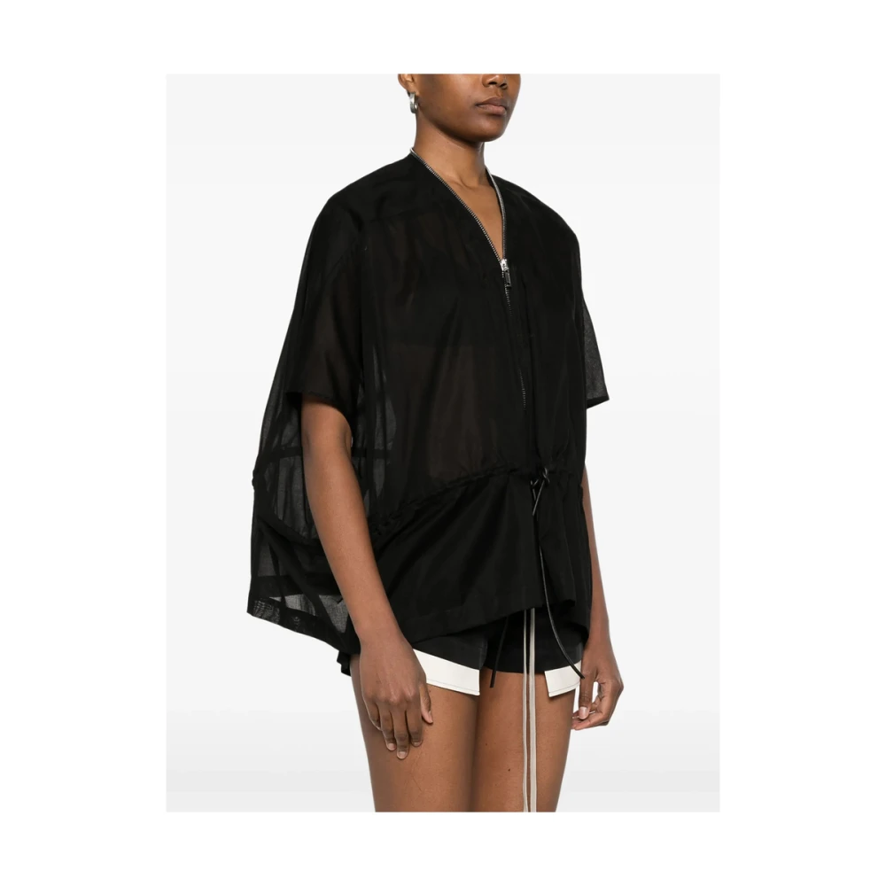 Rick Owens Zwarte Jas met Ritssluiting en Korte Mouwen Black Dames