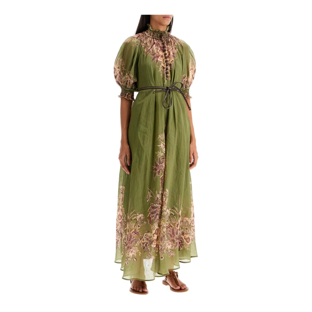 Zimmermann Maxi Jurk met Bloemenprint en Ballonmouwen Green Dames