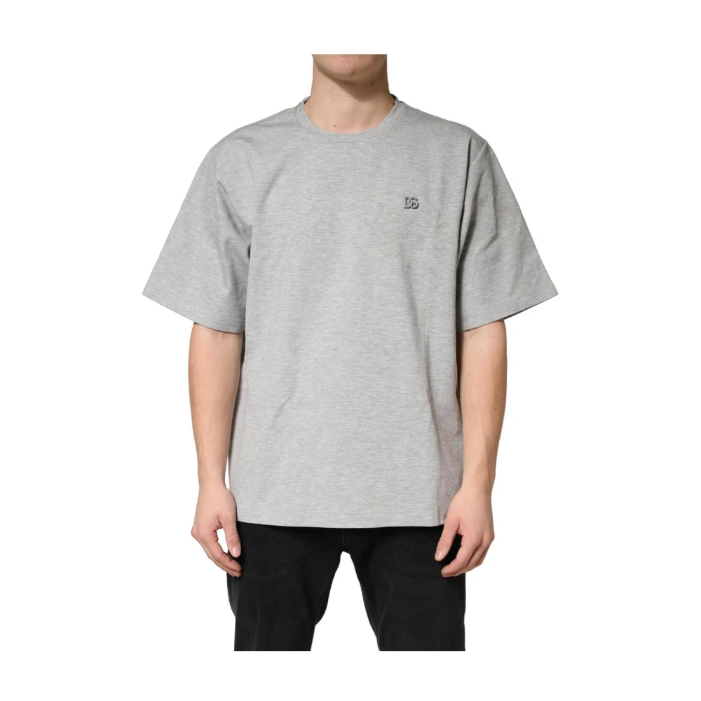 Dolce & Gabbana Men's Gray T-Shirts, 4XL, Crewneck Cotton Short Sleeve T-Shirt