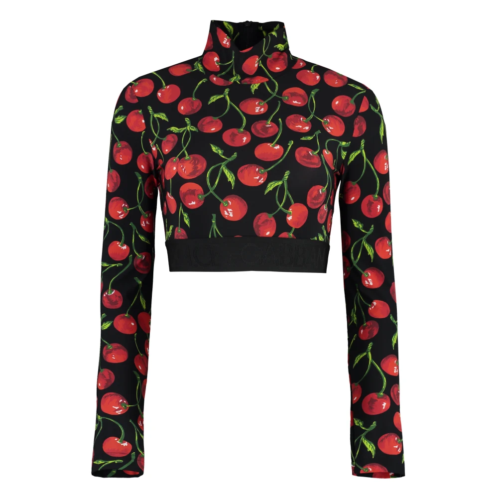 Dolce & Gabbana Crop Top met Kersenprint Multicolor Dames