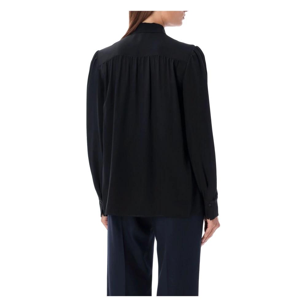 Chloé Zwarte Lavallier Zijden Shirt Black Dames