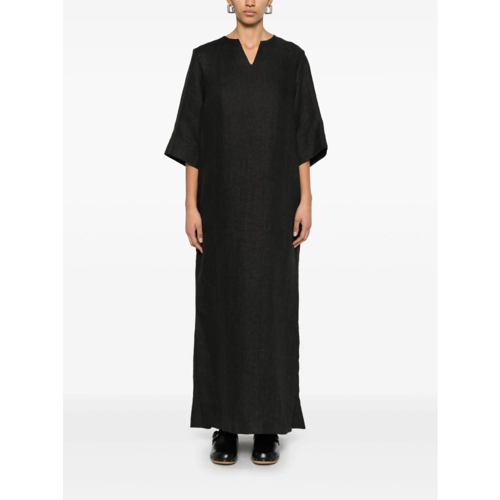 P.a.r.o.s.h. Zwarte V-hals jurk met zakken Black Dames