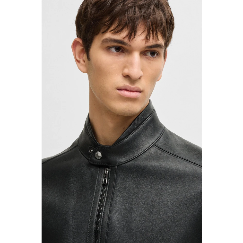 Hugo Boss Leren Jas Black Heren