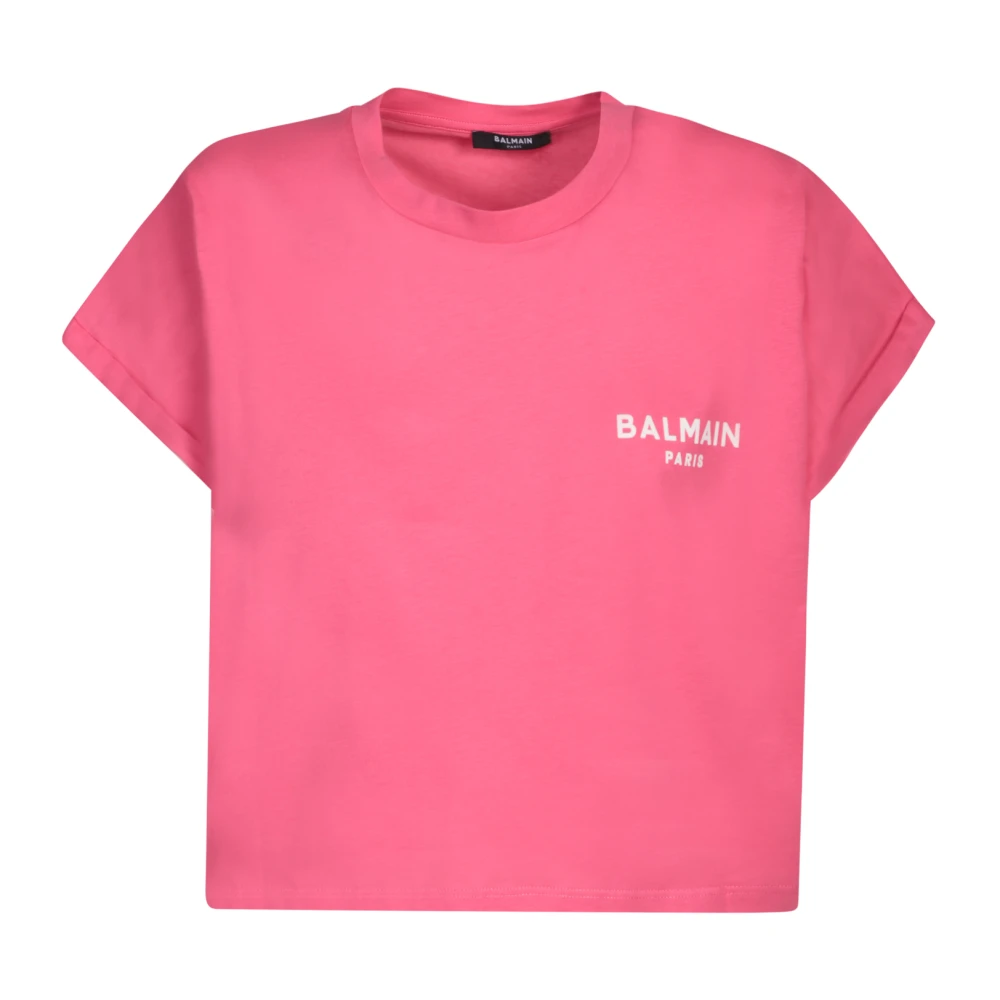 Balmain Fuxia Cropped T-Shirt Pink Dames