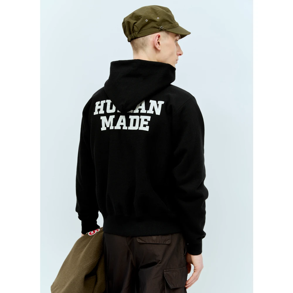 Human Made Hoodie met Distressed Tekstprint Black Heren