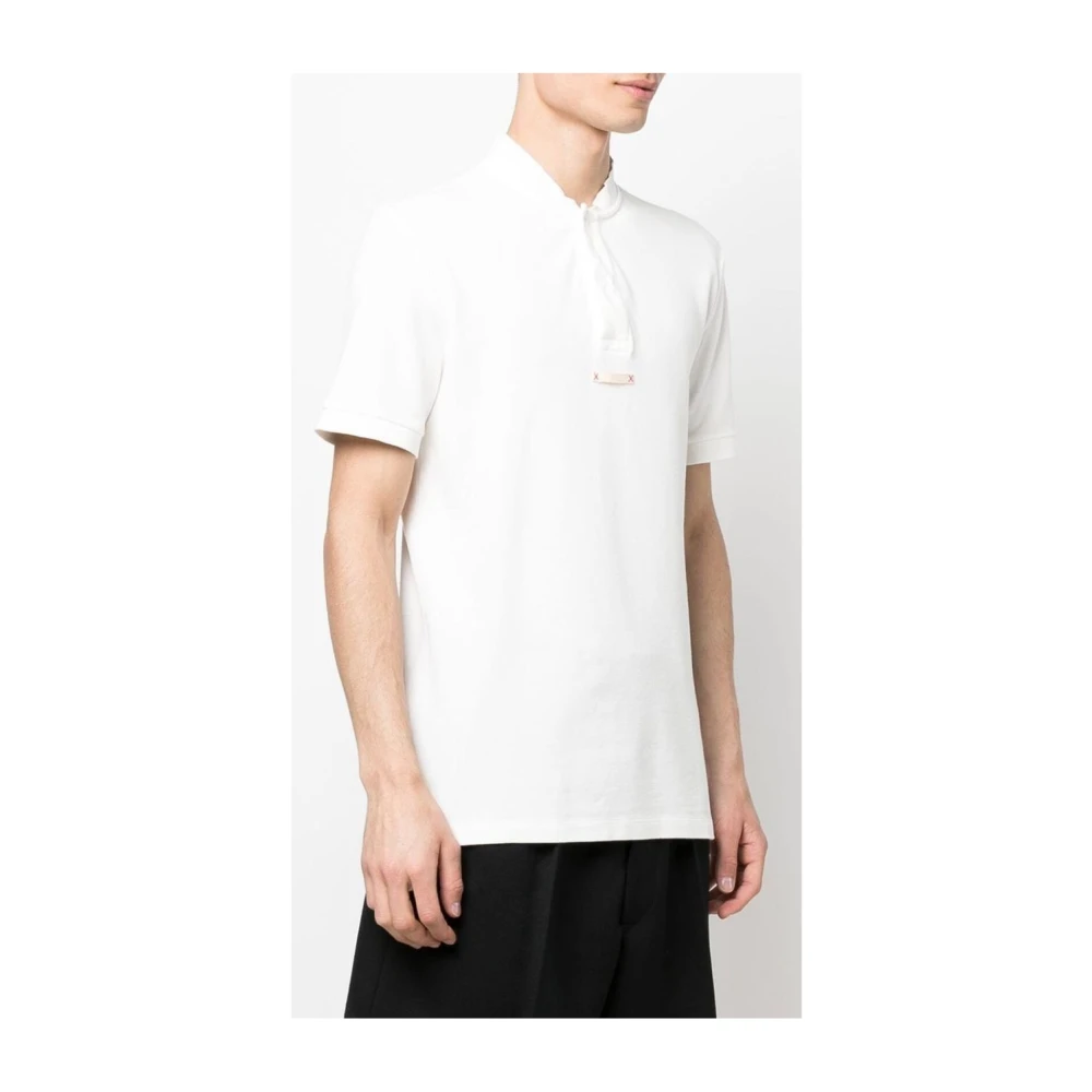 Maison Margiela Witte Katoenen Kraagloos Poloshirt White Heren