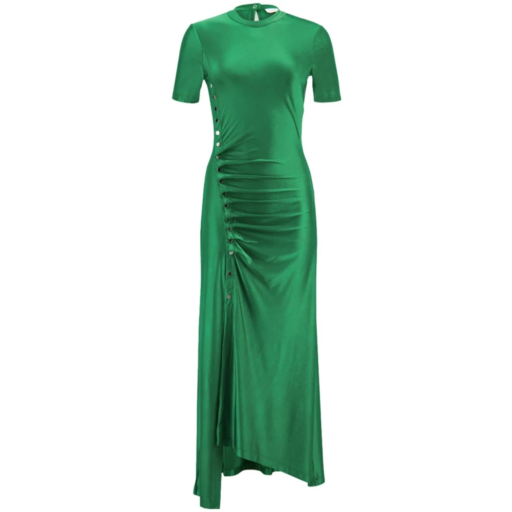 Paco Rabanne Groene Aansluitende Asymmetrische Jurk Green Dames