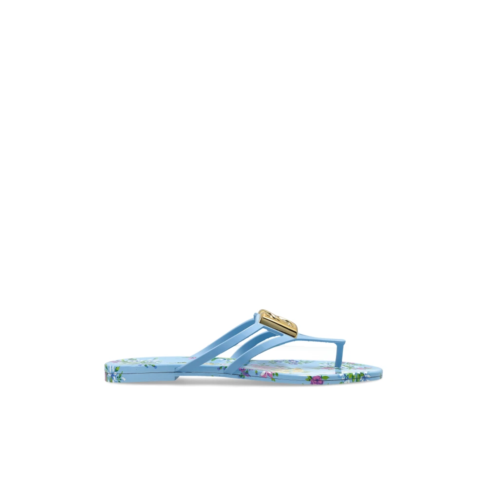 Dolce & Gabbana Vrouw Blauw Schoenen Dames, 36 Eu, Rubber Slippers Met Logo