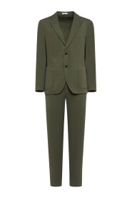 Dark green stretch cotton twill Magenta suit