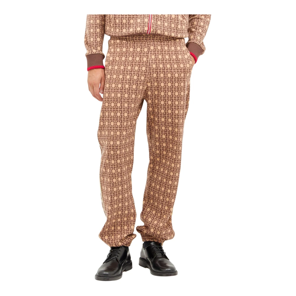Wales Bonner Men's Brown Graphic Jacquard Track Trousers - Sweatpants - M - Trousers