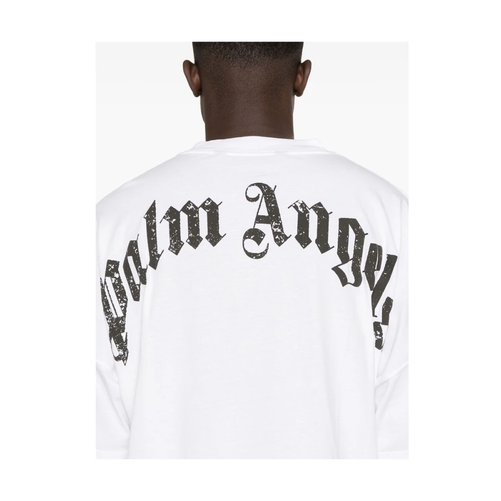 Palm Angels Witte Crew Neck Korte Mouw T-shirt White Heren