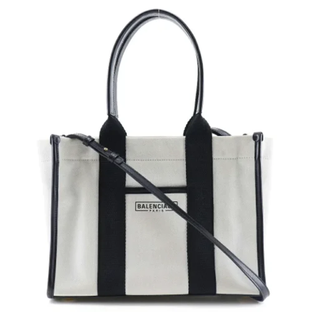 Balenciaga Vintage Tweedehands Wit Canvas Balenciaga Tote White Dames