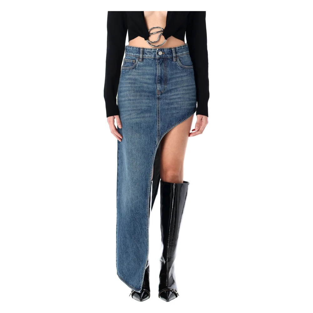 Coperni Blauwe Vintage Denim Rok Hoge Taille Blue Dames