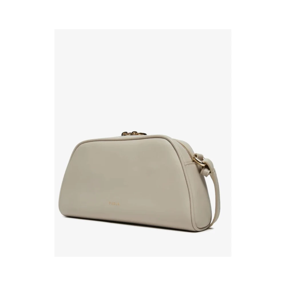 Furla Gele Schoudertas met Glanzende Afwerking Yellow Dames