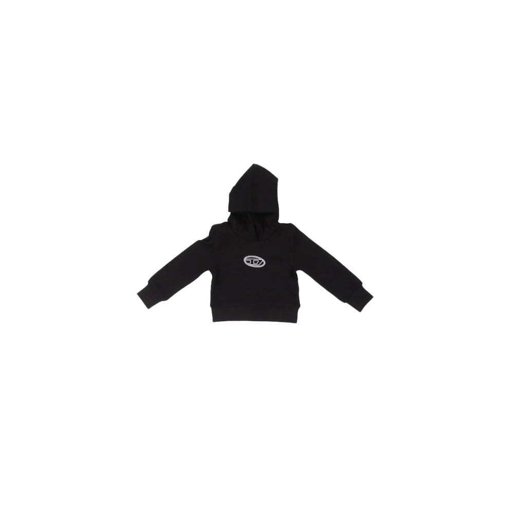 Diesel Girls Black Kids Sweatshirts, 8 Y, Hoodie With Front Logo