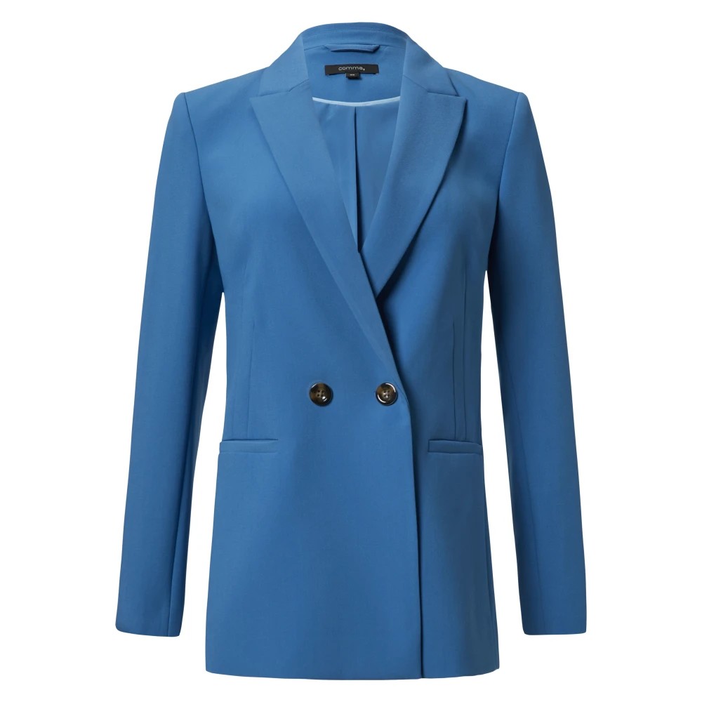 comma Lichte Twill Blazer Regular Fit Blue Dames