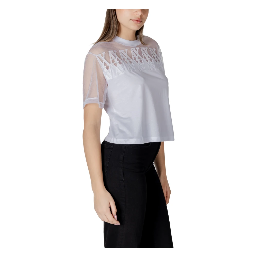 Armani Exchange Korte mouw katoenen T-shirt White Dames