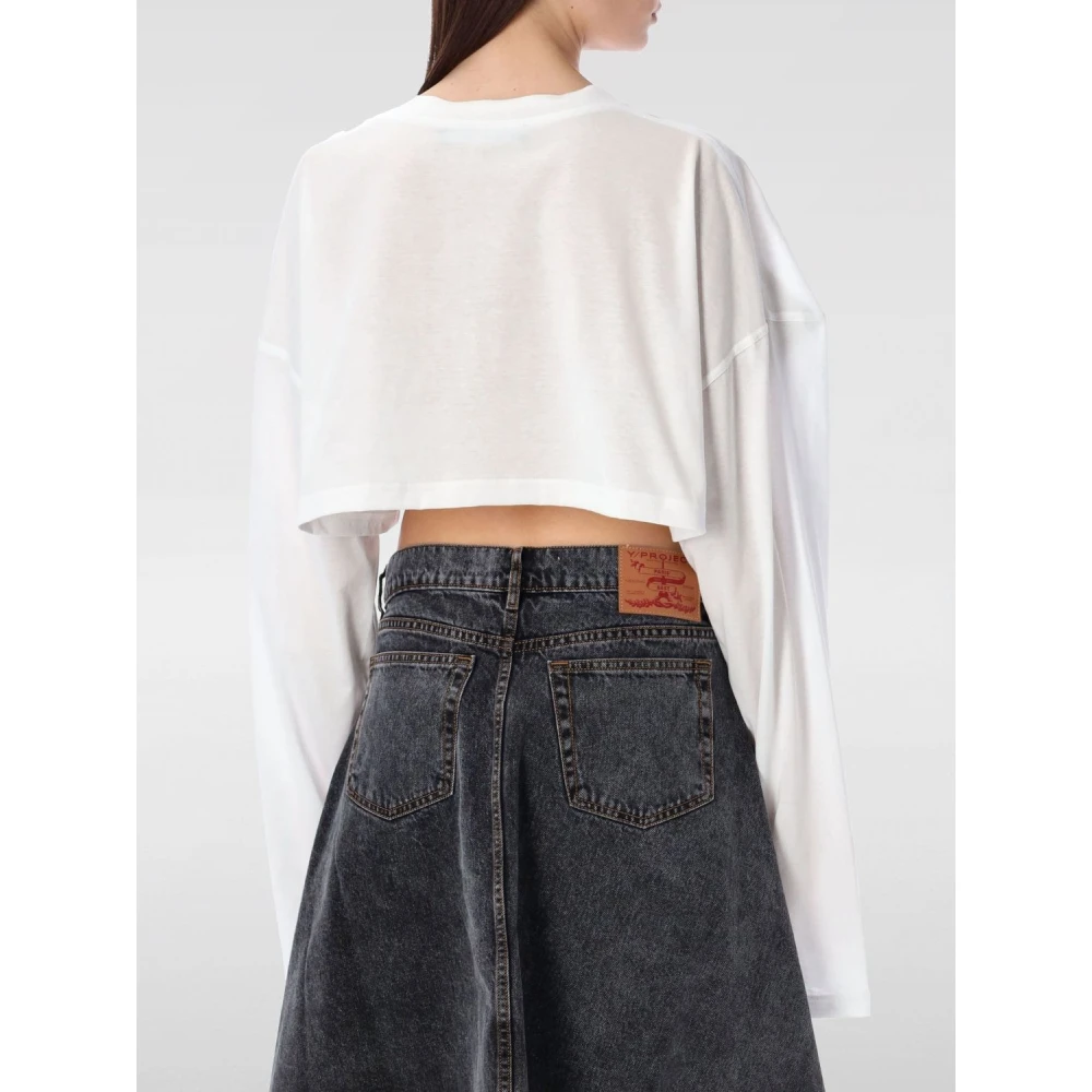 Y Project Witte Gekreukte Crop Top White Dames