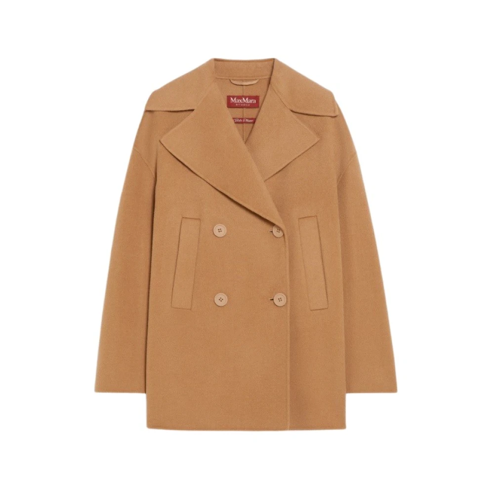 Max Mara Studio Luxe Wollen-Kasjmier-Zijden Jas Beige Dames