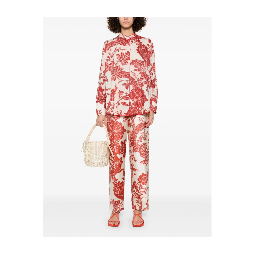 F.r.s For Restless Sleepers Rode bloemenprint overhemd met knoopsluiting Red Dames
