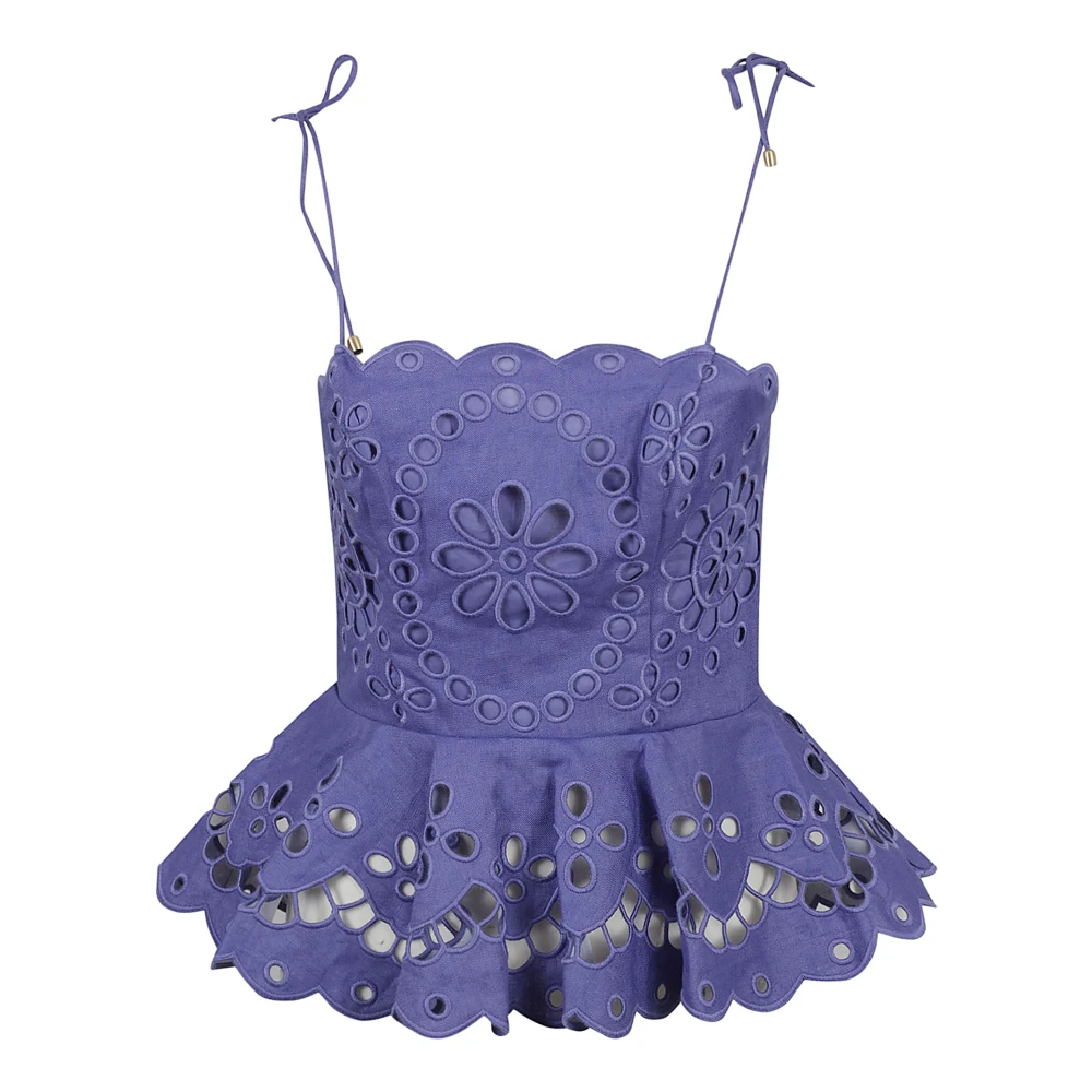 Zimmermann Geborduurde Scallop Top Blue Dames