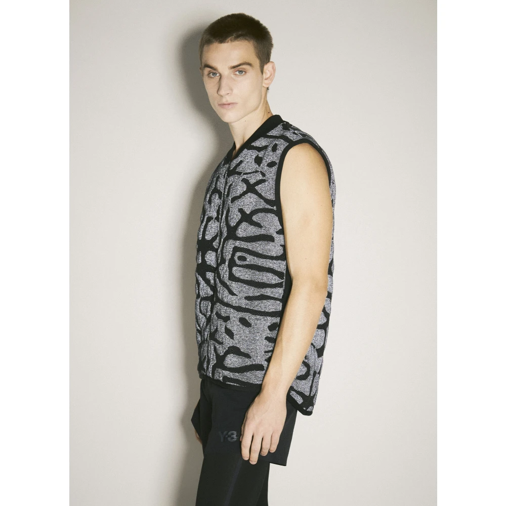 Y-3 Gewatteerd Jacquard Run Gilet Gray Heren