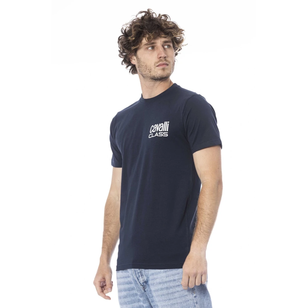 Cavalli Class Logo Print Korte Mouw T-shirt Blue Heren