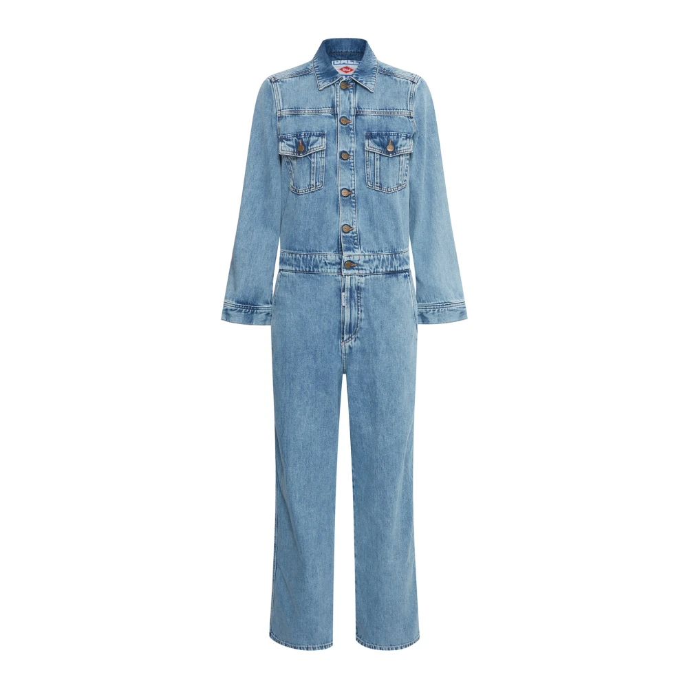 Ball Denim Jumpsuit med Skjortkrage och Bröstfickor Blue, Dam