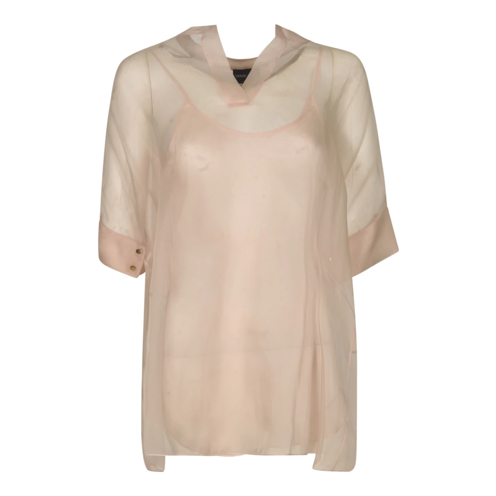 Giorgio Armani Elegante Overhemden Collectie Beige Dames