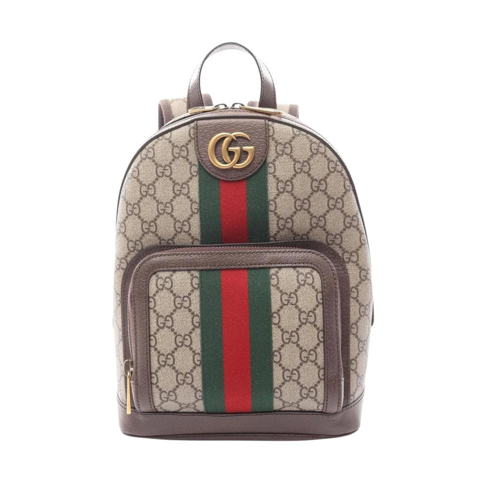 Gucci Vintage Women's Brown Pre-Owned Vintage Gg Supreme Canvas Backpack With Web Stripe