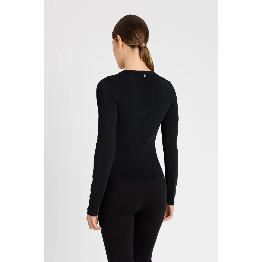 Twinset Zwarte Trui met Porthole Detail Black Dames