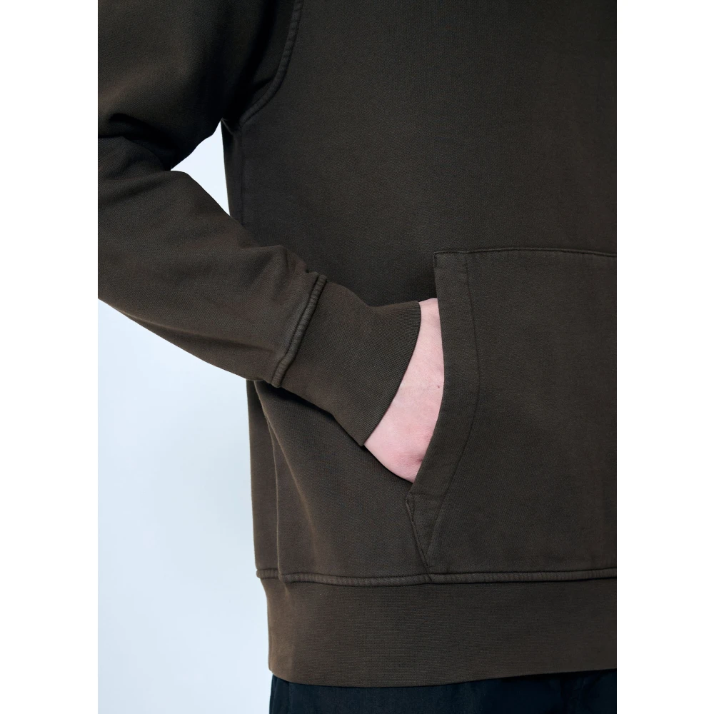 C.P. Company Katoenen Fleece Hoodie met Logo Brown Heren