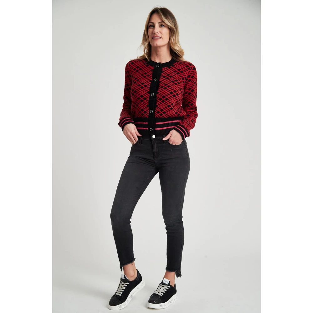 pinko Jacquard Cardigan in Ansonica Stijl Red Dames