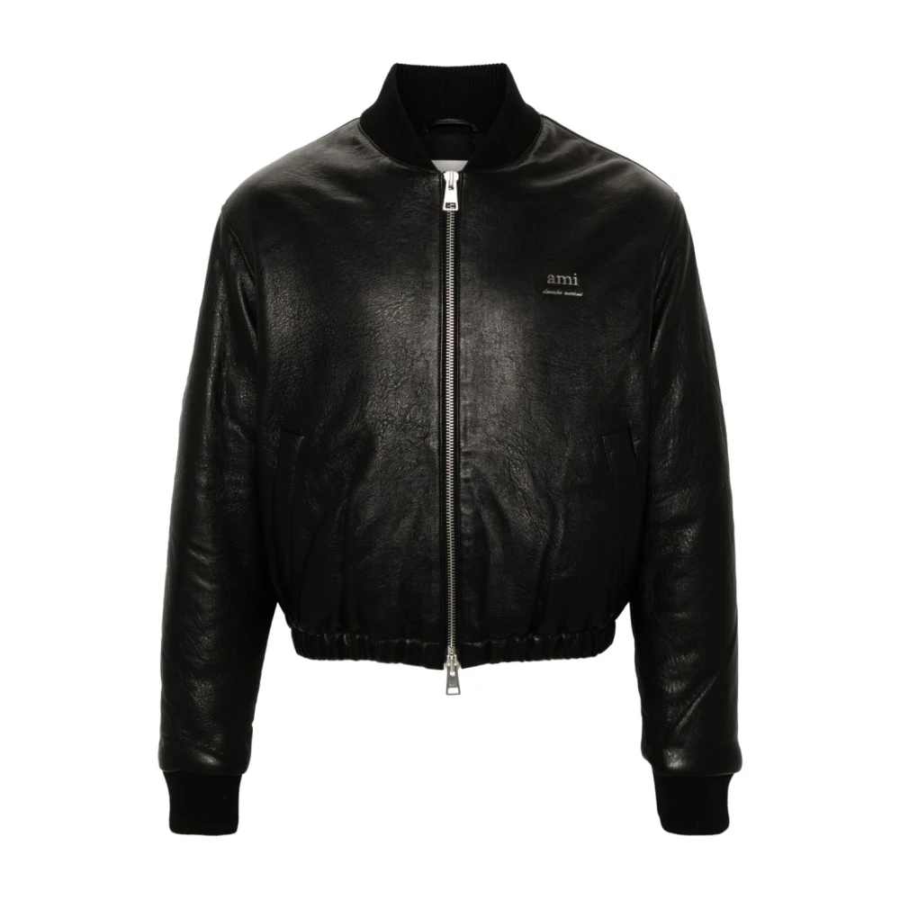 Jackets > Leather Jackets - - Ami Paris - Modalova