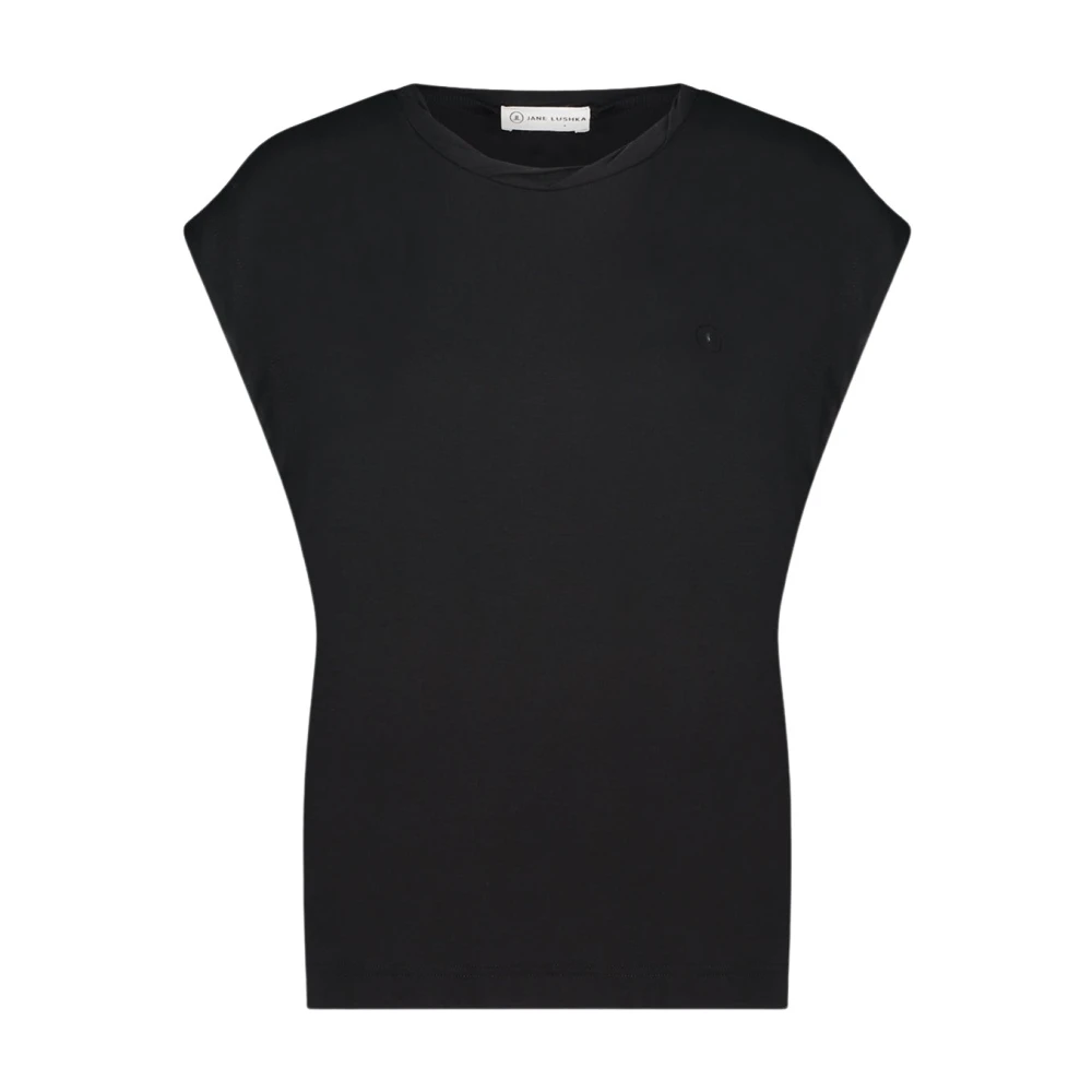 Jane Lushka Maria Logo T-Shirt | Zwart Black Dames