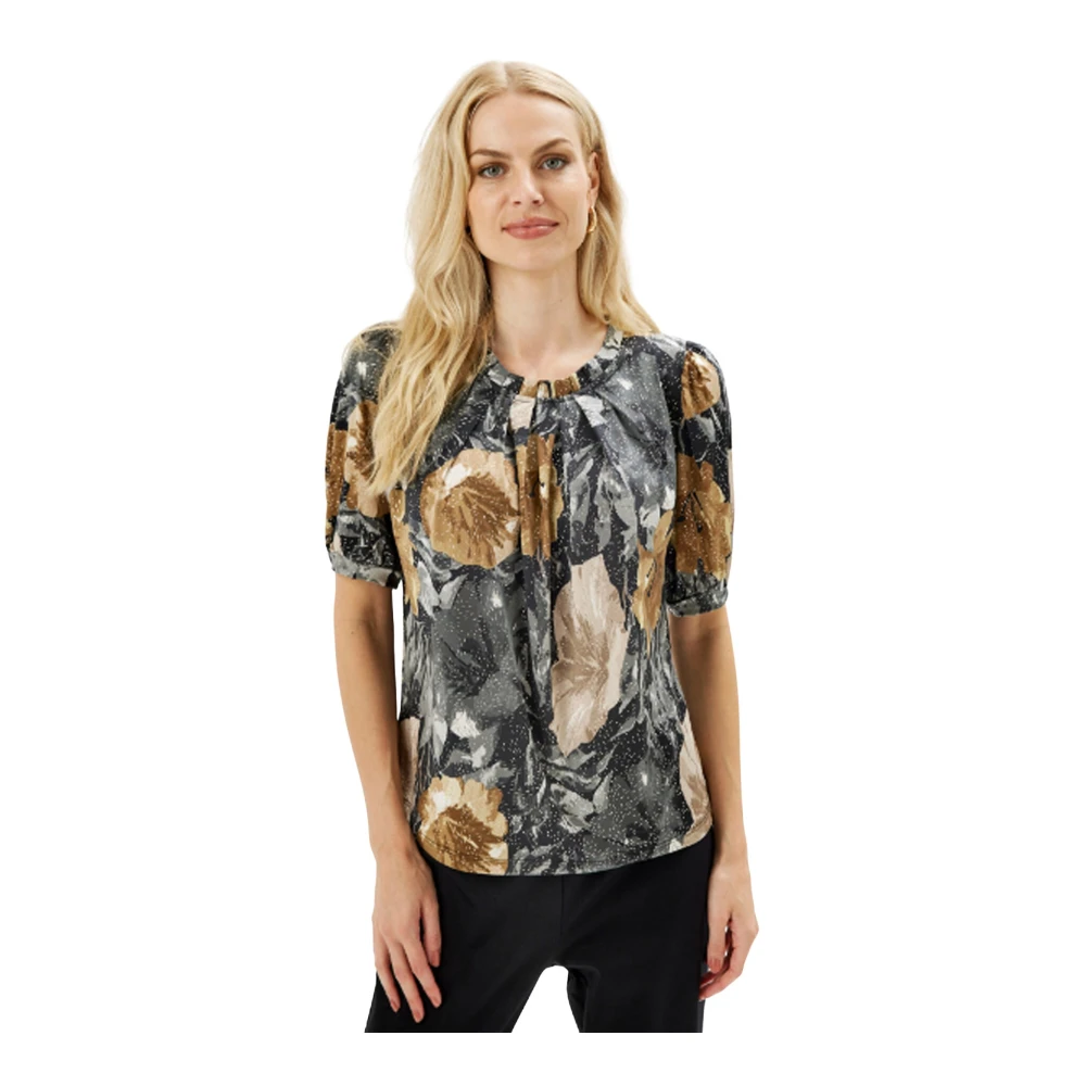 IN Front Grazia Blouse Multicolor Korte Mouw Gray Dames