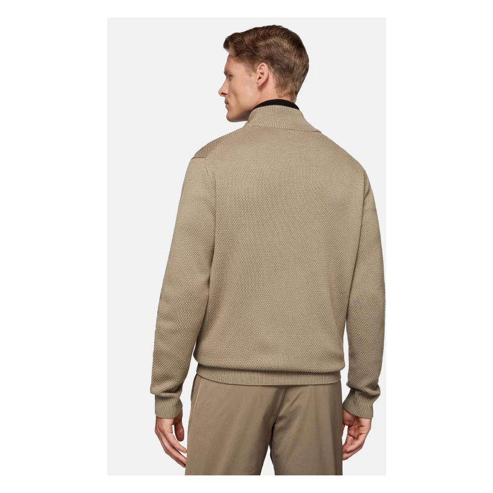 Boggi Milano Merino Wol Full Zip 7 Gg Blue Heren
