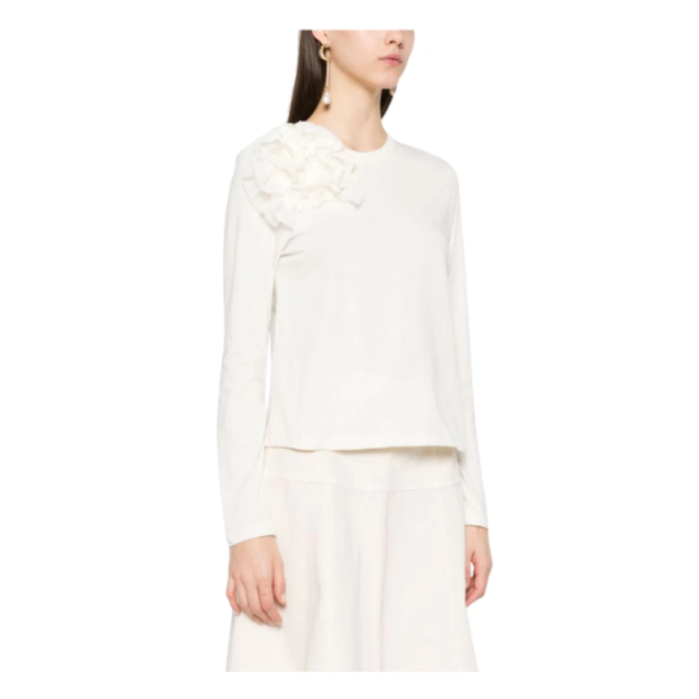 Ulla Johnson Bloemen Lange Mouw Biologisch Katoen T-shirt White Dames
