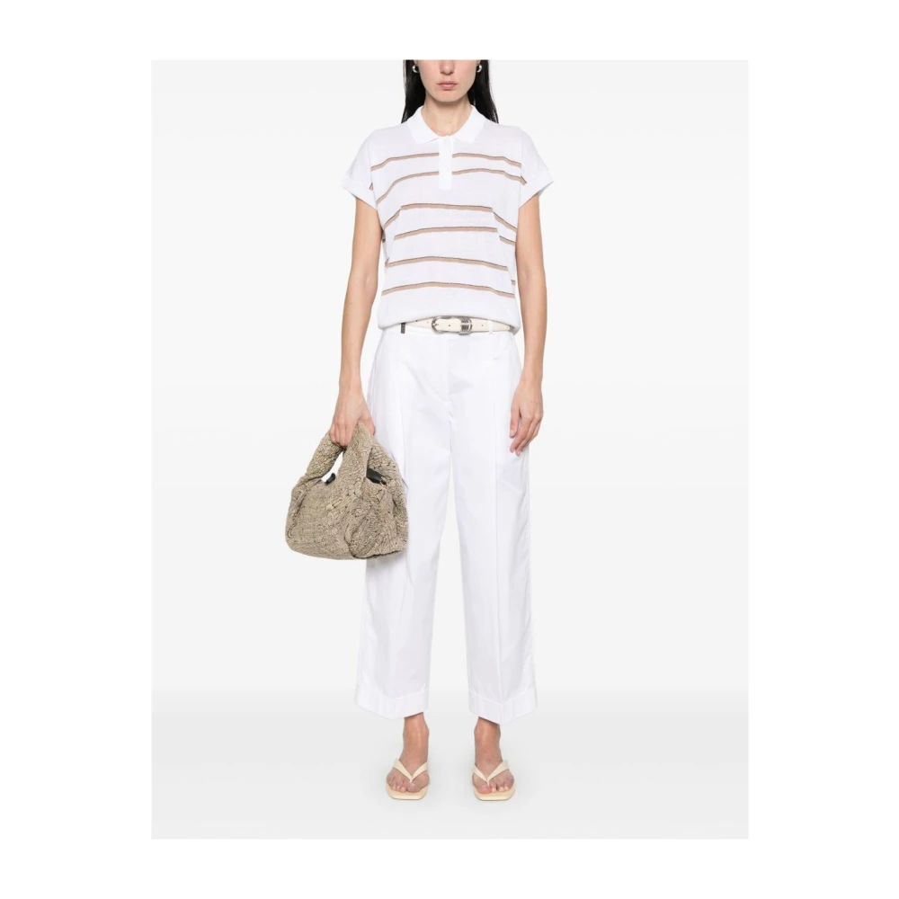 PESERICO Wit Beige T-Shirt Dameskleding White Dames