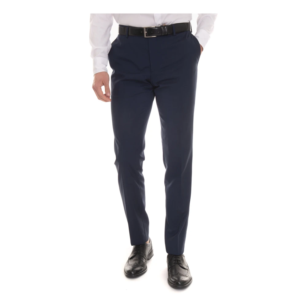 Paoloni Slim Fit 2-Knoops Pak met Zijopeningen Blue Heren