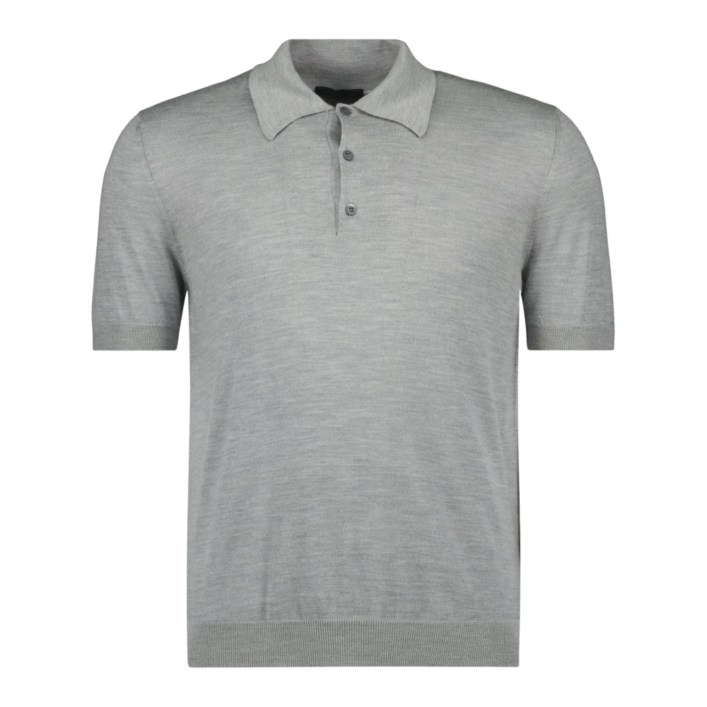 Prada Men's Gray Cashmere And Silk Polo Shirt - Polo Shirts - L - Tops