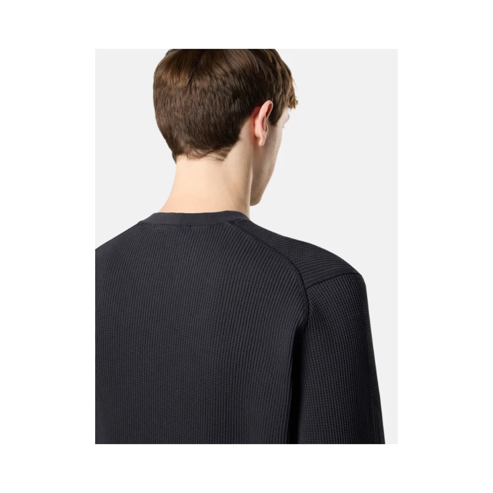Stone Island Navy Blue Crewneck Waffle Sweatshirt Blue Heren