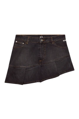 Asymmetrisk veckad denimminikjol