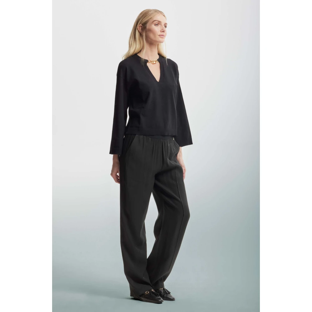 Kocca V-hals trui met ketting Black Dames