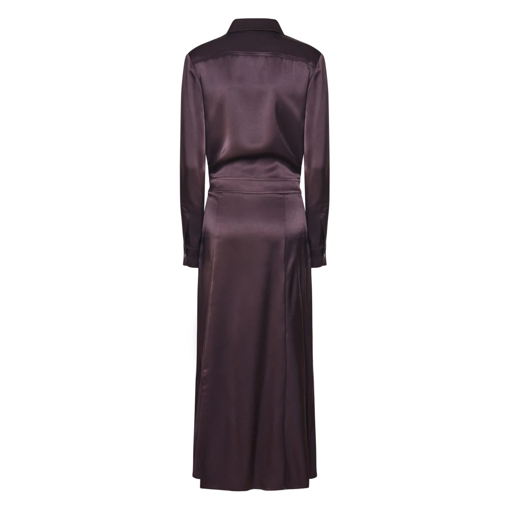 pinko Bruine Lange Overhemdkraag Jurk Brown Dames